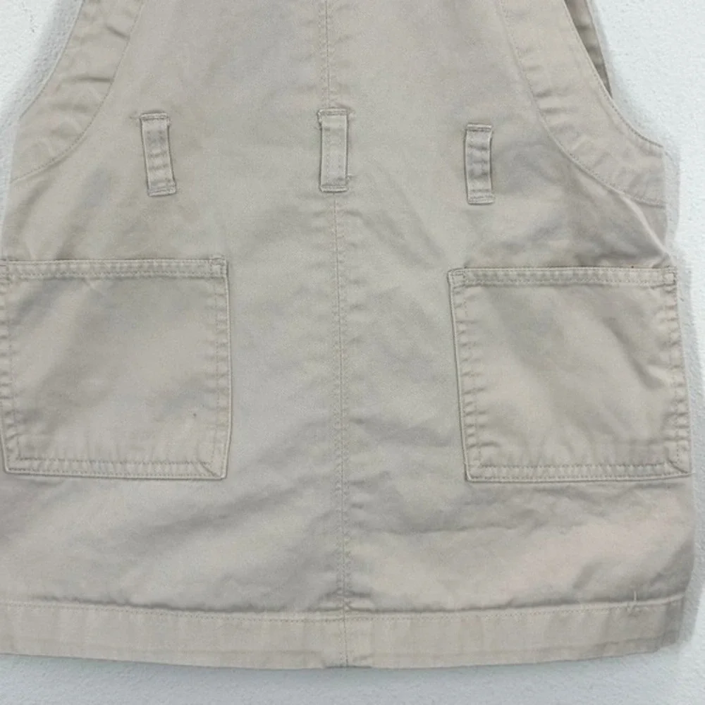 Oshkosh B'gosh Baby Girl Tan Flower Embroidered Denim Khaki Overall Dress Size 4